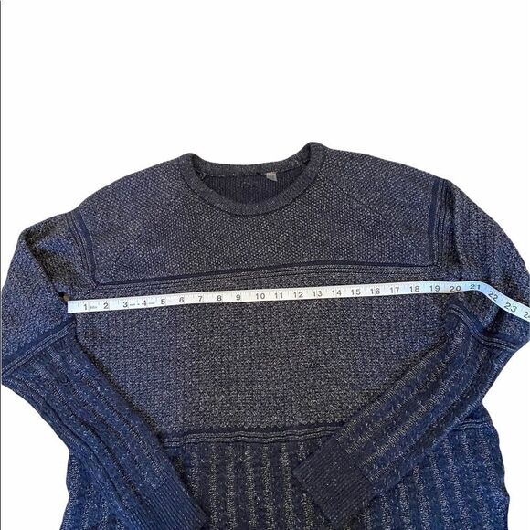 Blue Knit Crew Neck Ling Sleeve Loose Sweater L - Picture 5 of 6